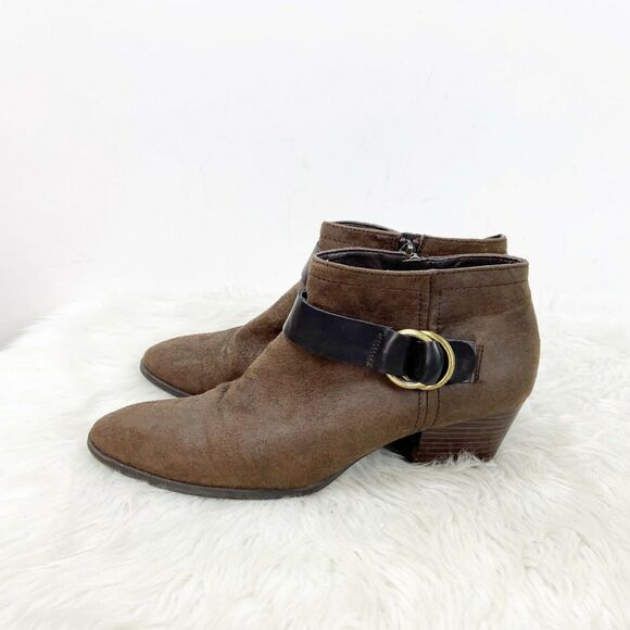 2/$30 Franco Sarto 9.5 M Womens Brown Faux Suede Gabie Ankle Booties - Picture 6 of 11